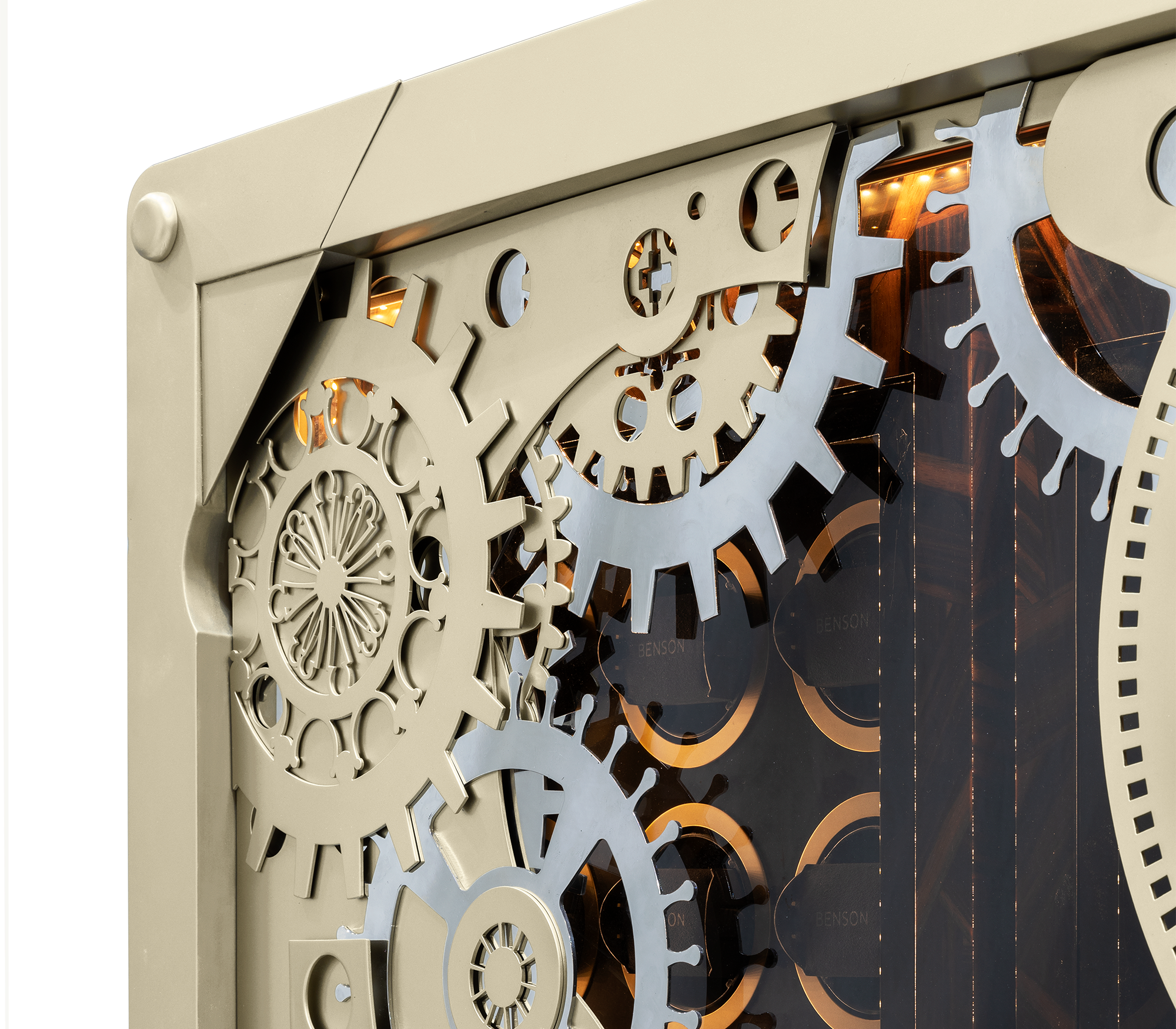 Baron Safe with Electric Opening System, Gold-Plated Brass