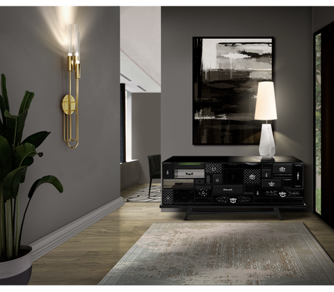 Black Hidden Storage Sculptural Form Sideboard