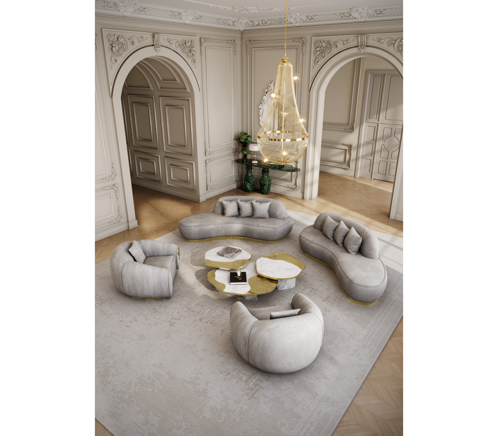 Stone Marble Black Sculptural Form Coffee Table