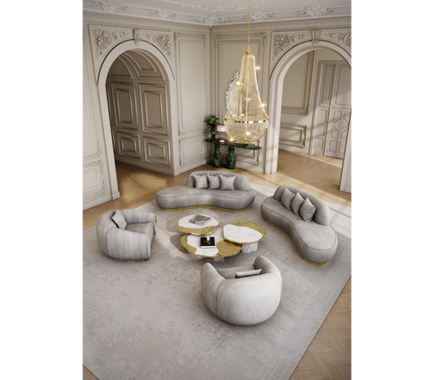 Stone Marble Black Sculptural Form Coffee Table