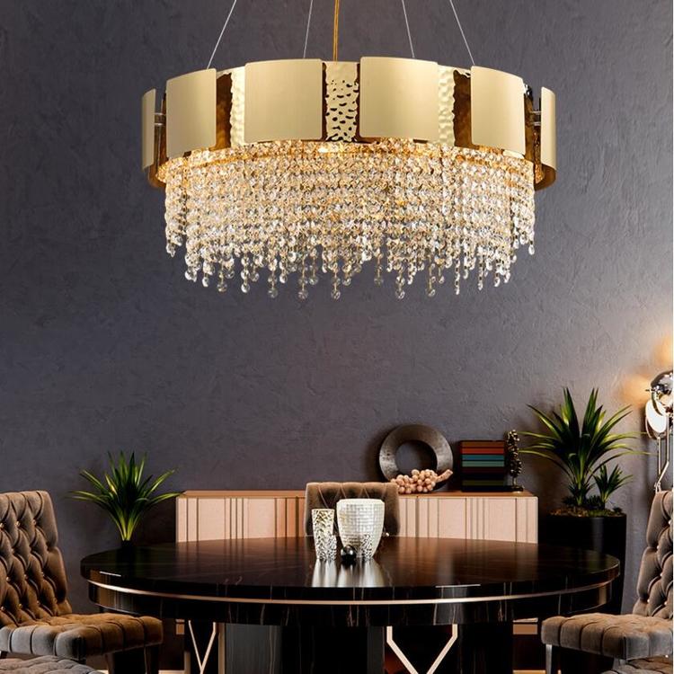 Housegent Kimbra Crystal Chandelier, Stainless Steel Pendant Light Chandelier for Room