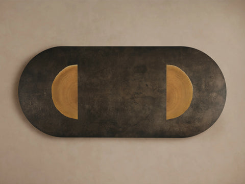 Acacius Dining Table Oxidized Steel Wood Industrial Artisanal Dining