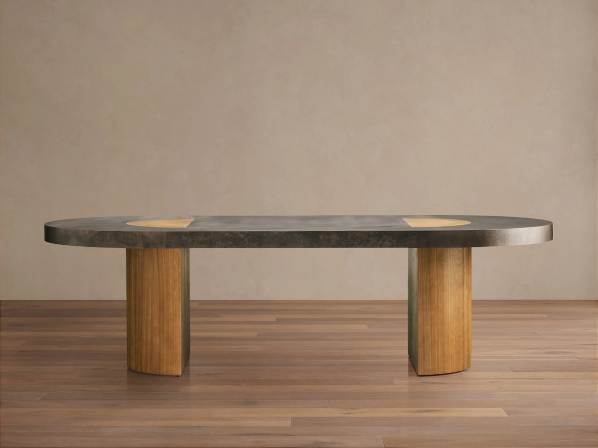 Acacius Dining Table Oxidized Steel Wood Industrial Artisanal Dining