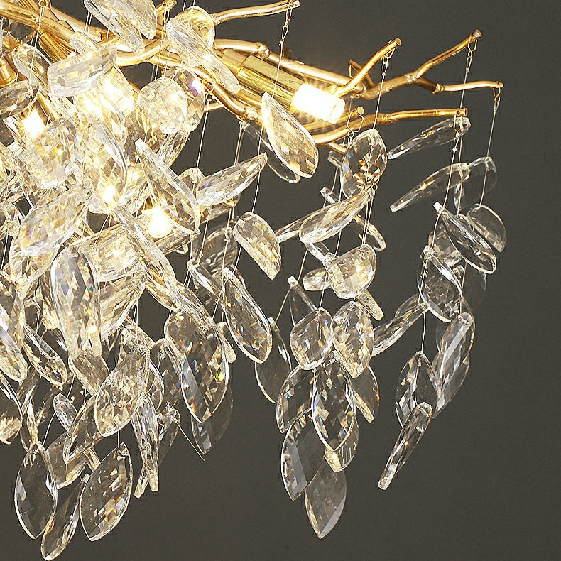 Affordable New French Style Branch Beautiful Crystal 2022 Popular Chandelier Crystal Leaves Ceiling Light Fixture For Living room Bedroom