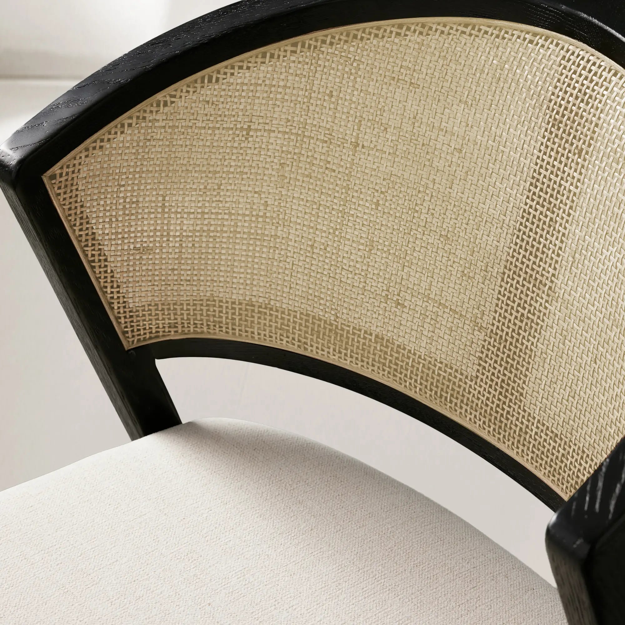 Aimee Dining Side Chair with Oak Wood Frame and Rattan Cane Back