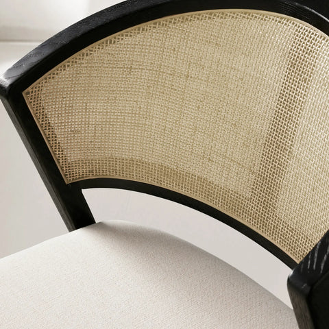 Aimee Dining Side Chair with Oak Wood Frame and Rattan Cane Back