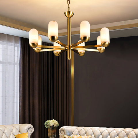 Alabaster Moonshade Brass Chandelier