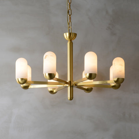 Alabaster Moonshade Brass Chandelier