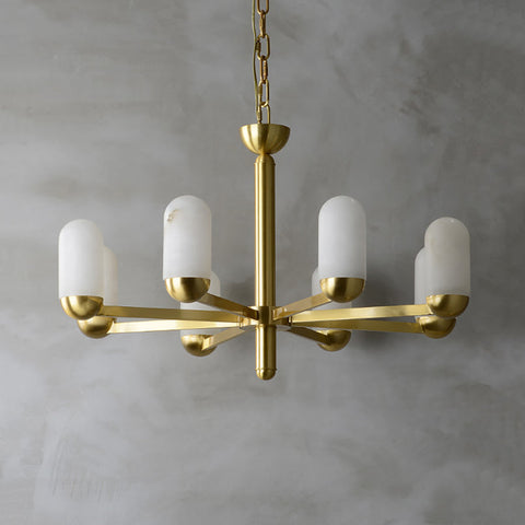 Alabaster Moonshade Brass Chandelier