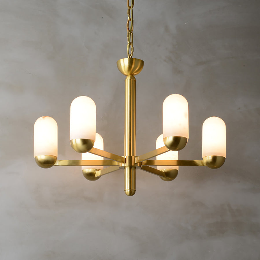 Alabaster Moonshade Brass Chandelier