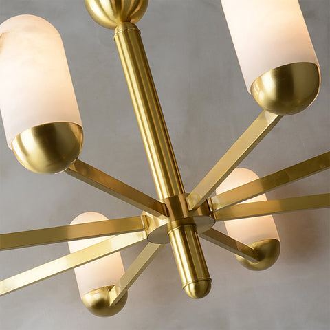 Alabaster Moonshade Brass Chandelier