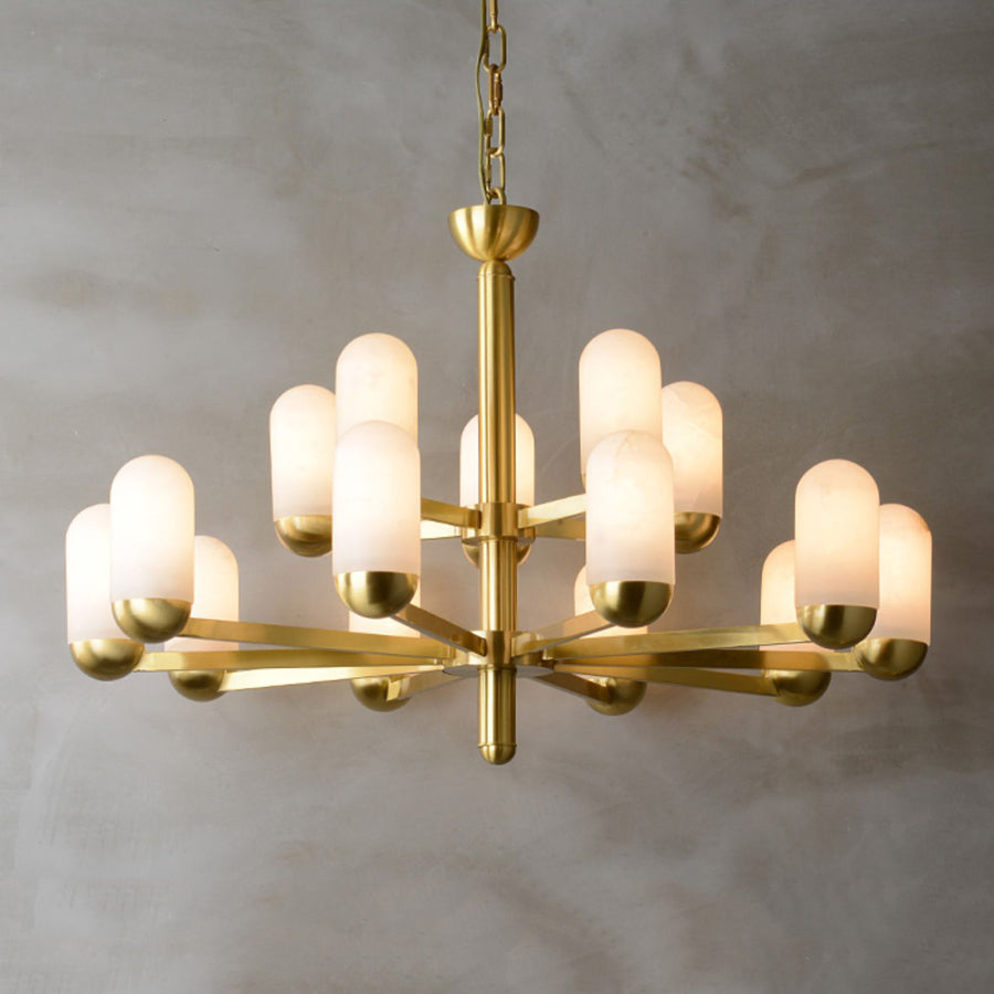 Alabaster Moonshade Brass Chandelier