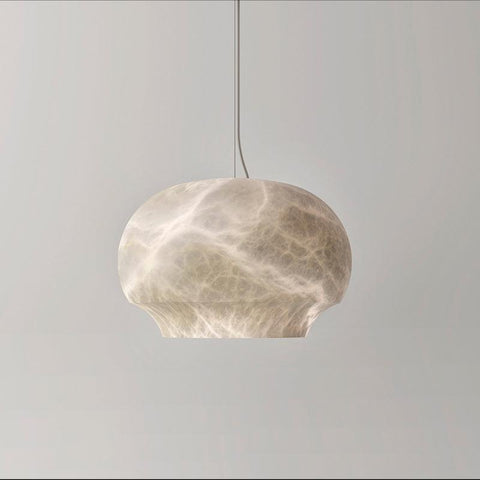 Alabaster Bowl-Shaped Pendant for Dining Room