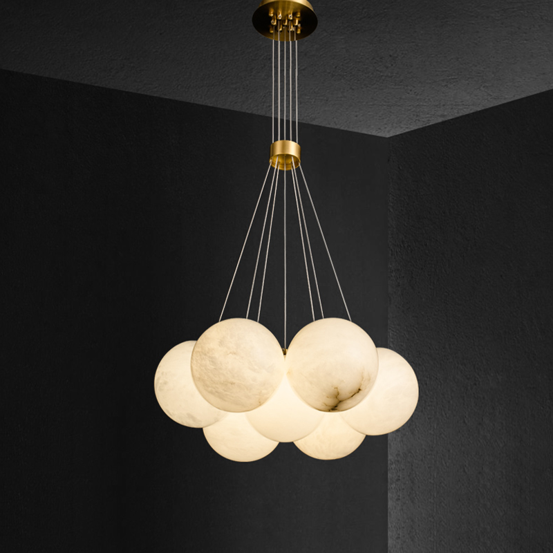 Alabaster Round Art Pendant Light