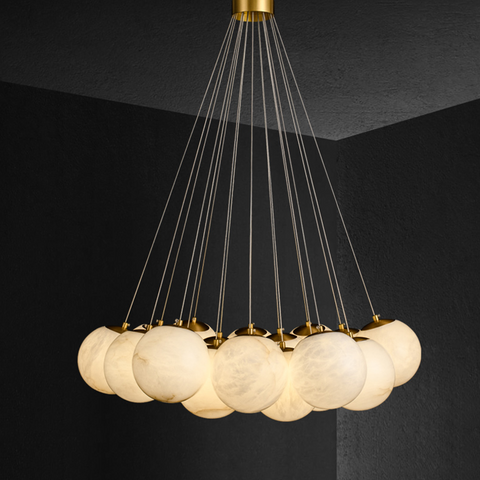 Alabaster Round Art Pendant Light