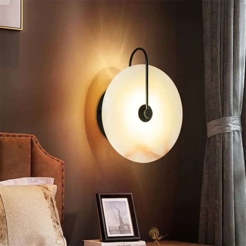 Alabaster Modern Disc Wall Sconce