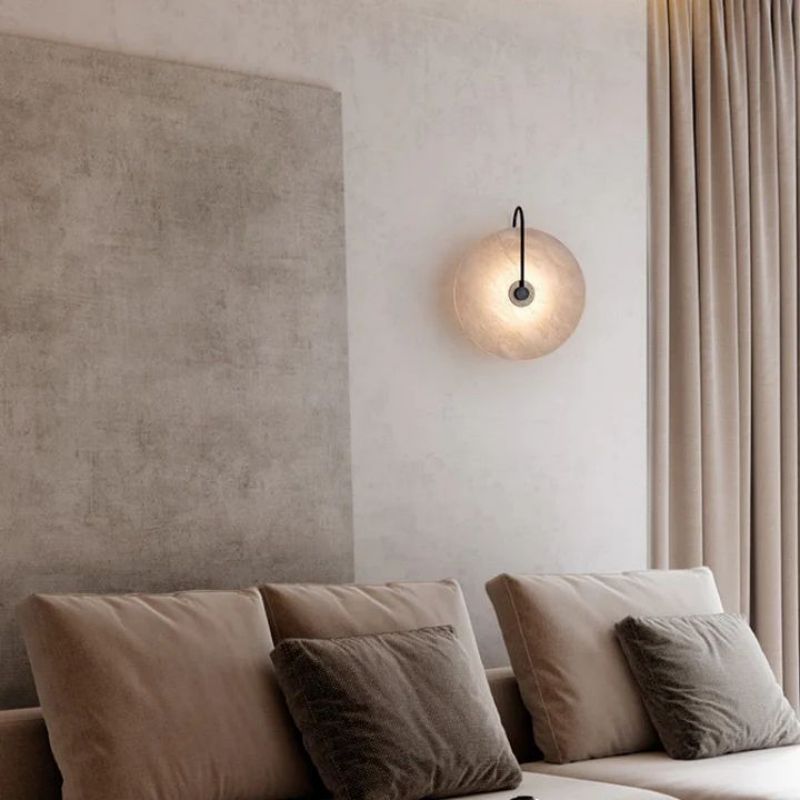 Alabaster Modern Disc Wall Sconce