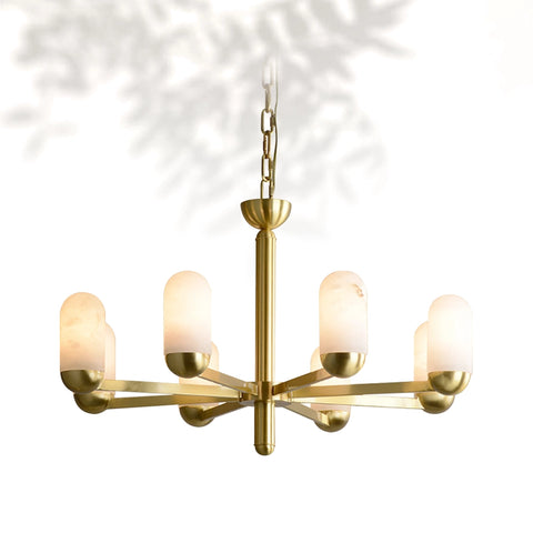 Alabaster Moonshade Brass Chandelier