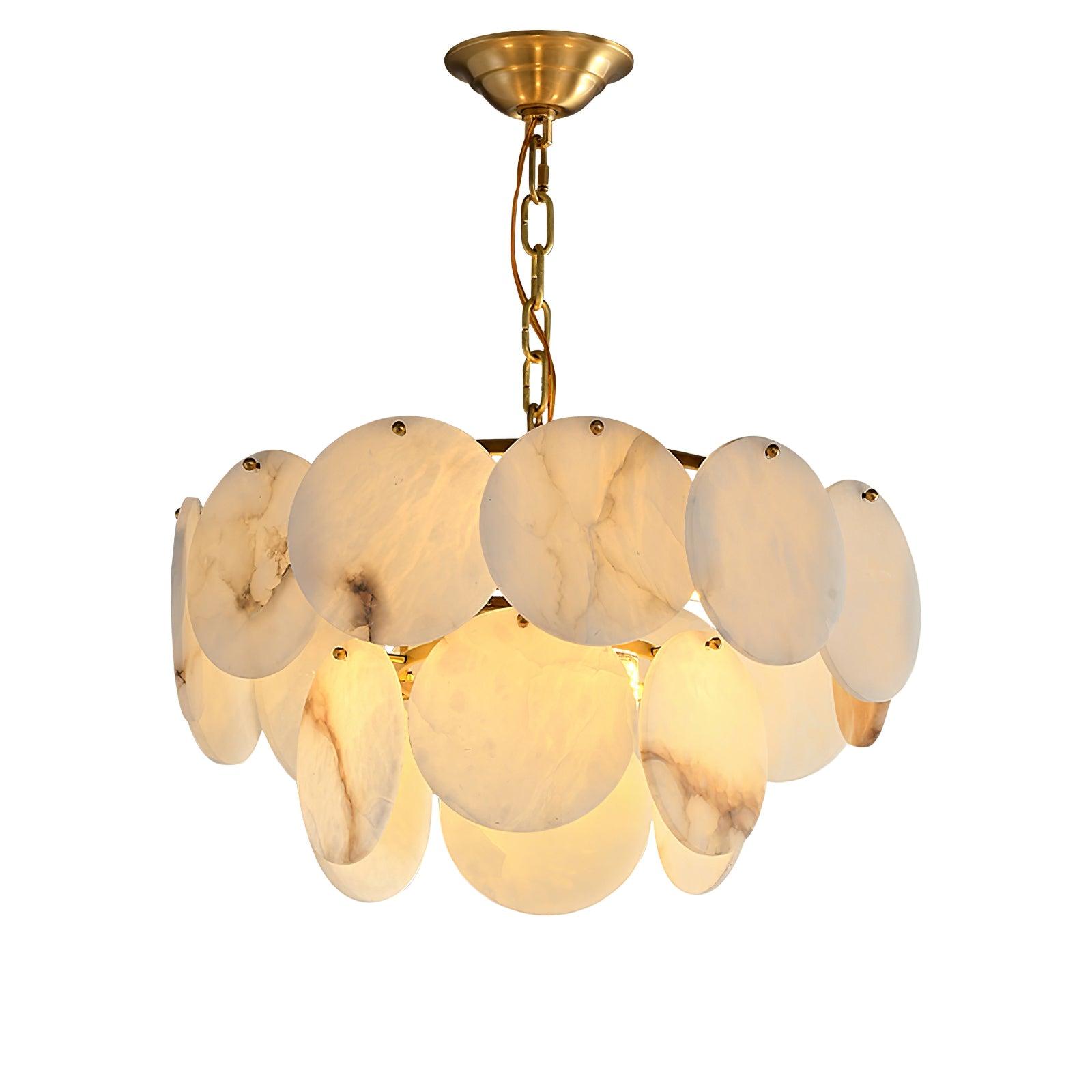 Alabaster Shell Brass Chandelier - Vakkerlight