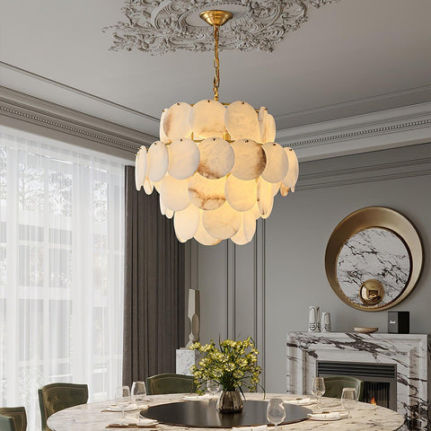 Alabaster Shell Brass Chandelier - Vakkerlight