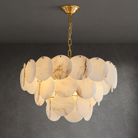 Alabaster Shell Brass Chandelier - Vakkerlight