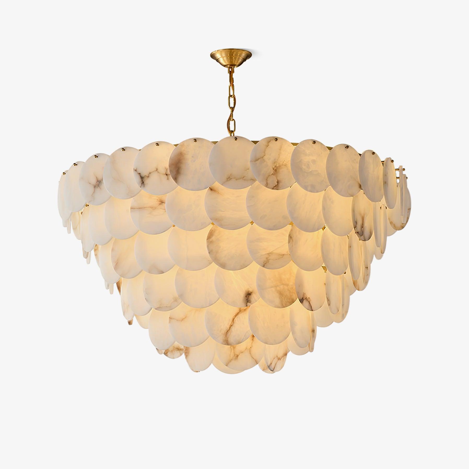 Alabaster Shell Brass Chandelier - Vakkerlight