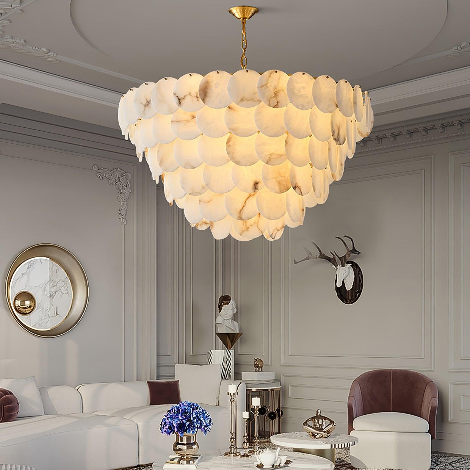 Alabaster Shell Brass Chandelier - Vakkerlight