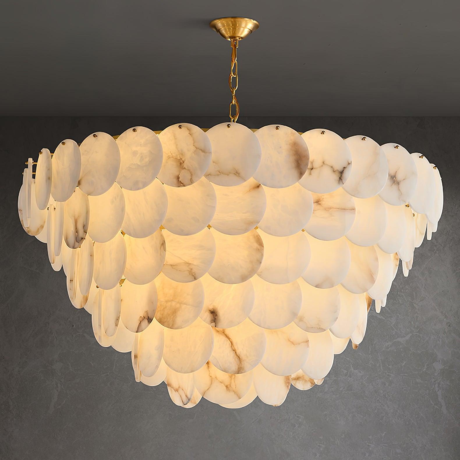 Alabaster Shell Brass Chandelier - Vakkerlight