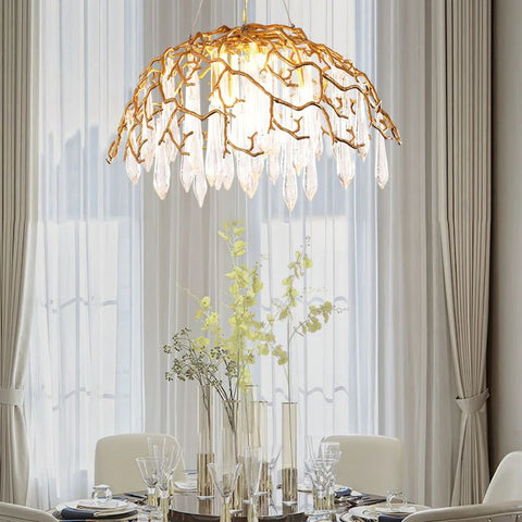 Aqua Dome Glass Branch Chandelier