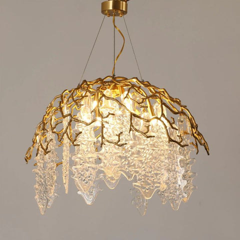 Aqua Dome Glass Branch Chandelier