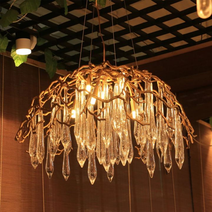 Aqua Dome Glass Branch Chandelier