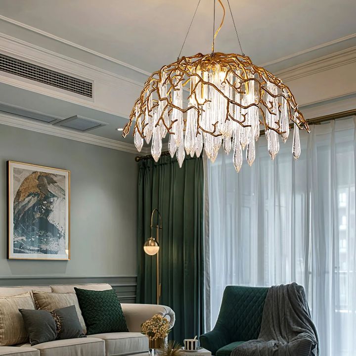 Aqua Dome Glass Branch Chandelier