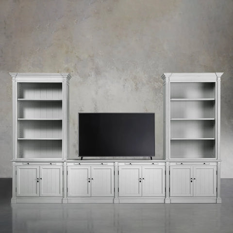 Athens Modular Media Console with Double Bookcases