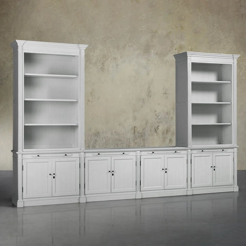 Athens Modular Media Console with Double Bookcases