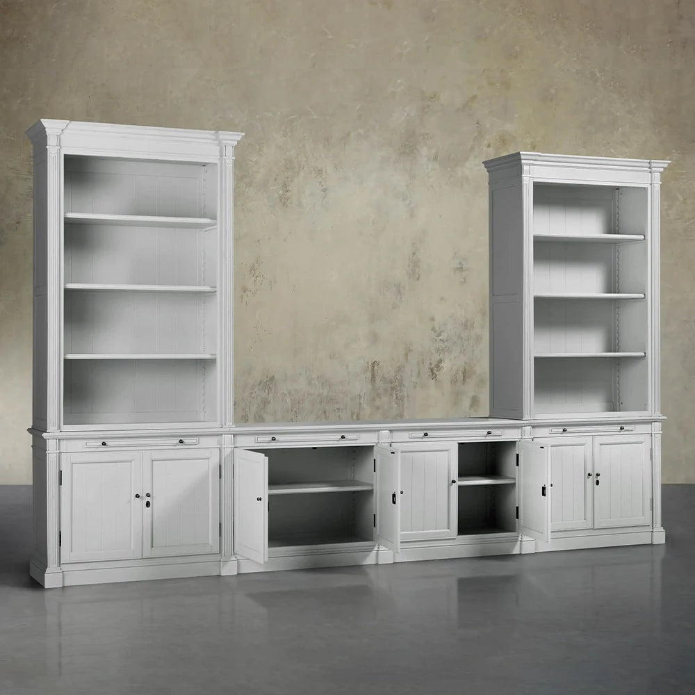 Athens Modular Media Console with Double Bookcases