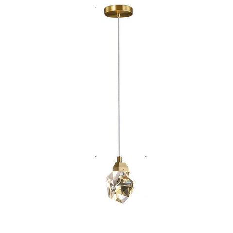 Housegent Faceted Crystal Masonry  Pendant Light, Brass