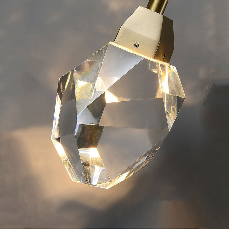 Housegent Faceted Crystal Masonry  Pendant Light, Brass
