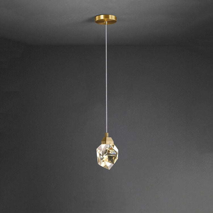 Housegent Faceted Crystal Masonry  Pendant Light, Brass