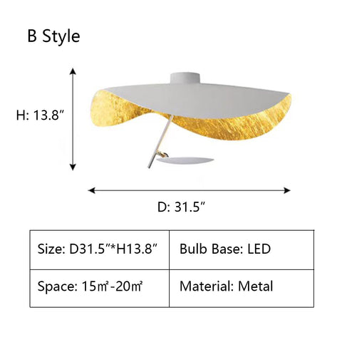 B Style: D31.5"*H13.8"  chandelier,chandeliers,gold,luxury,mushroom,hat,ceiling,flush mount,black,led,dining room,living room,huge,large,big,round,Lederam Manta Pendant