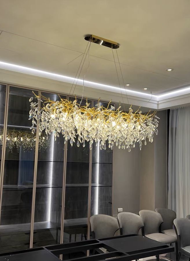 Affordable New French Style Branch Crystal Chandelier Crystal Leaves Ceiling Light Fixture