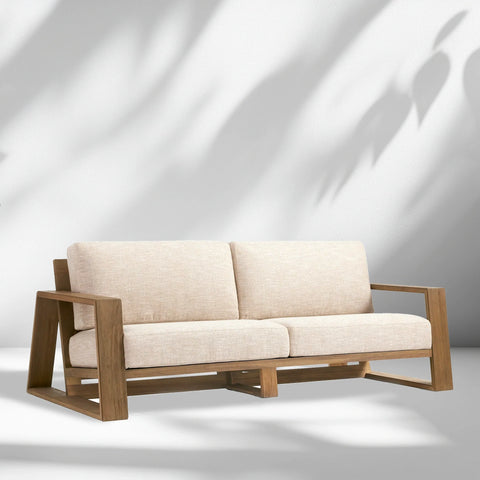 Canyon Outdoor Teak Sofa in Weathered Fawn