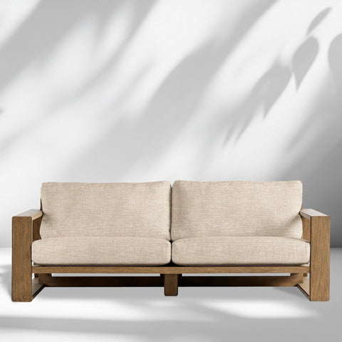 Canyon Outdoor Teak Sofa in Weathered Fawn