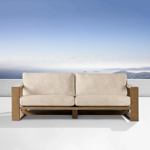 Canyon Outdoor Teak Sofa in Weathered Fawn