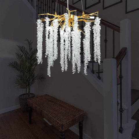 Housegent Doris White Crystal Branch Round Chandelier D20.5" L45"