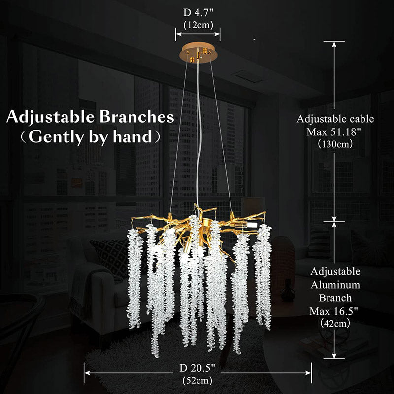 Housegent Doris White Crystal Branch Round Chandelier D20.5" L45"