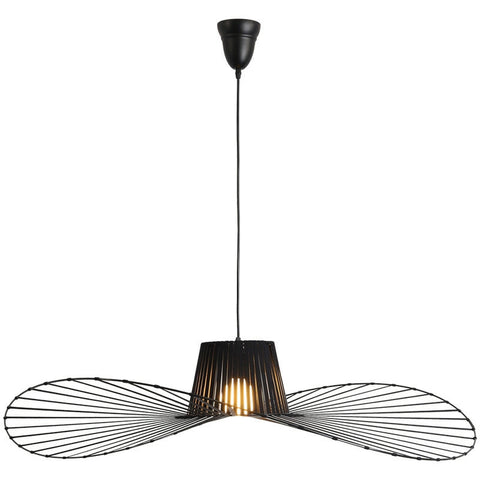 CreativeStrawHatPendantLightForResturantBlackFinishIronLEDLiving_DiningRoomChandelierD47.2"