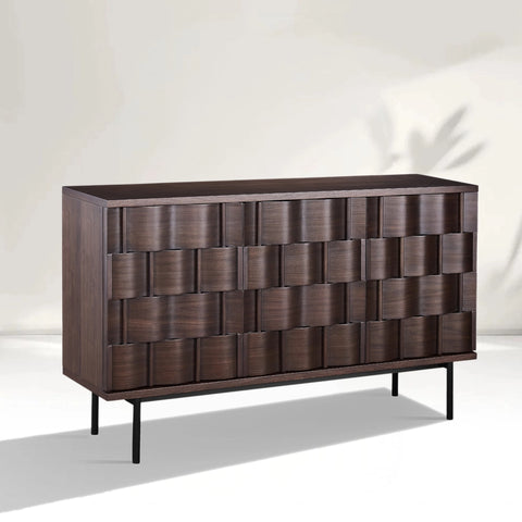 Ariel 3-Door Modern Sideboard Cabinet with Woven Texture