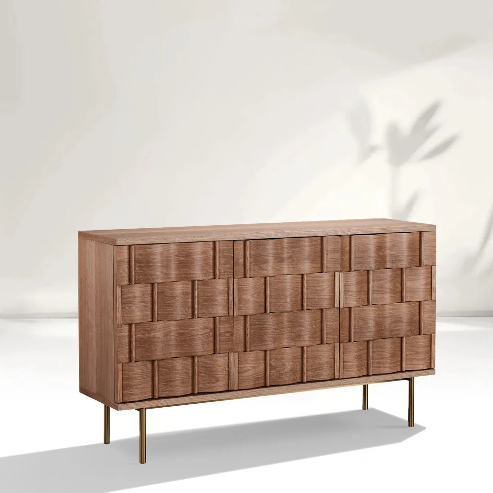 Ariel 3-Door Modern Sideboard Cabinet with Woven Texture