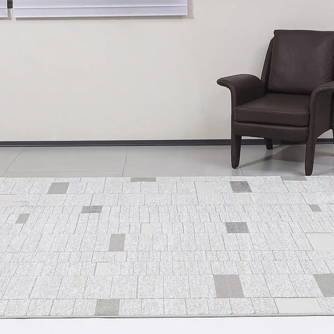 Dianya Minimal Grid Design Neutral Area Rug