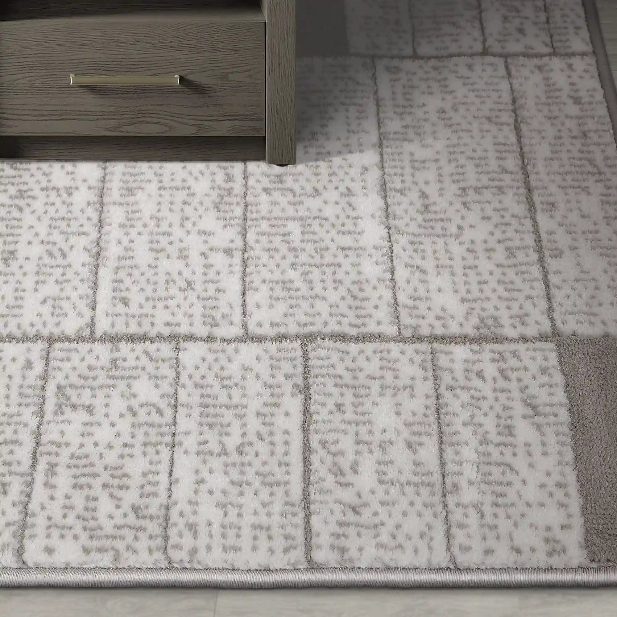 Dianya Minimal Grid Design Neutral Area Rug